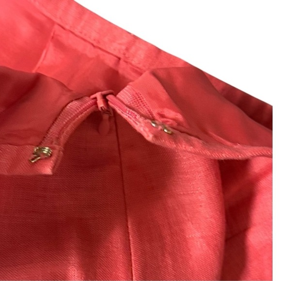 Ann Taylor Size 6 Pink Coral Linen Maxi Skirt Floral Embroidered Beaded Hem‎ - Picture 9 of 11